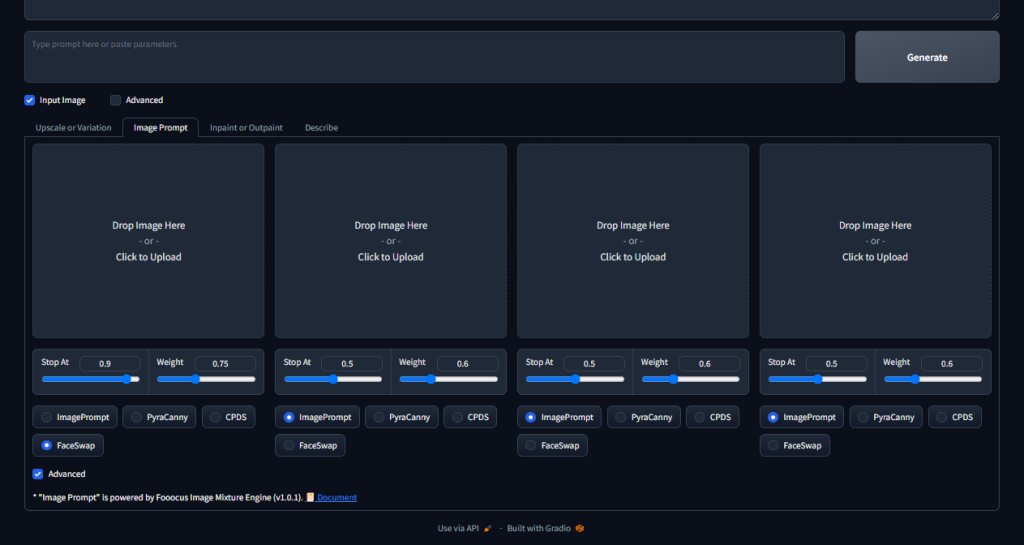 advance setting user interface of fooocus 